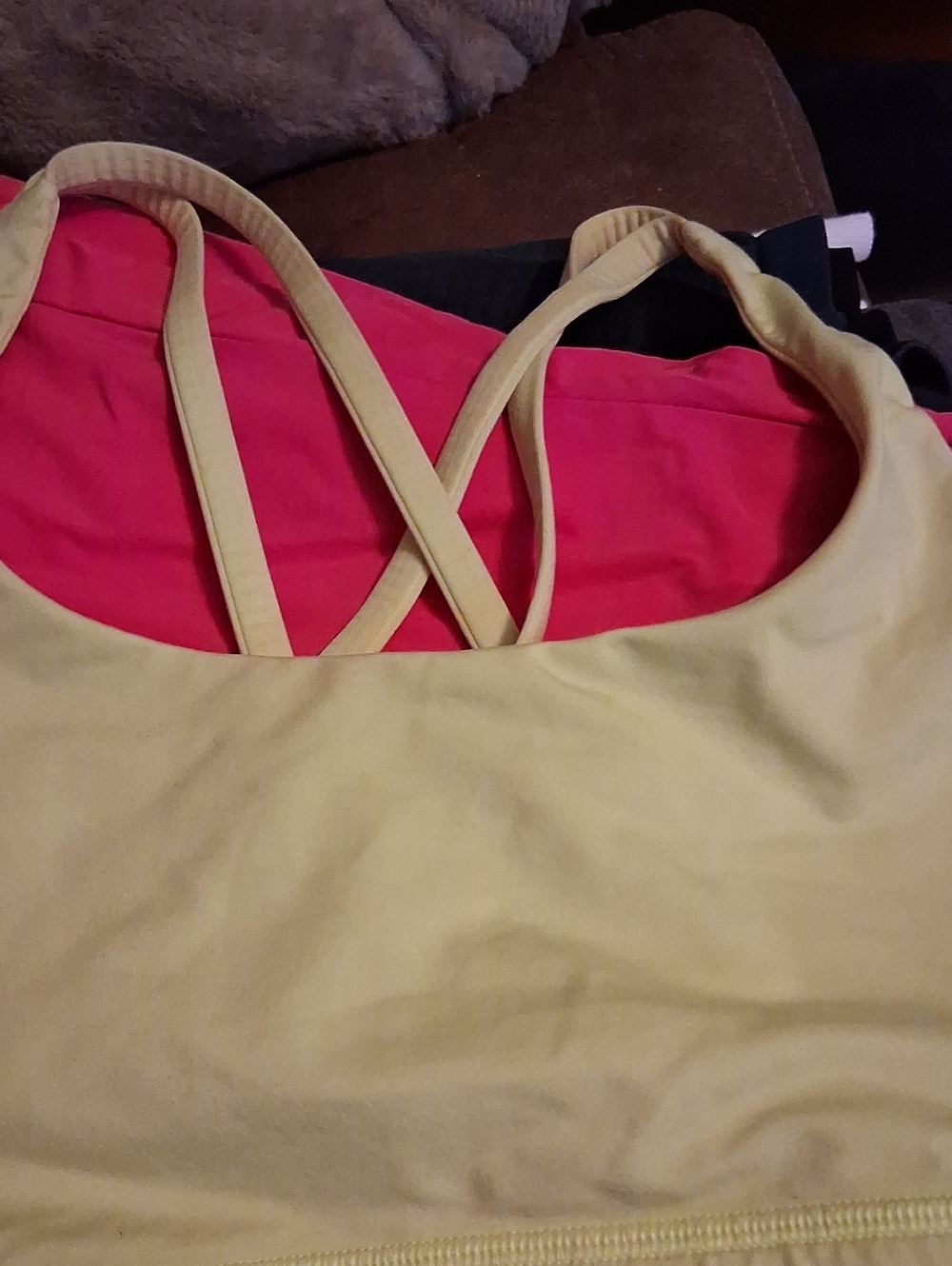 lululemon athletica Light Yellow Strappy Sports Bra